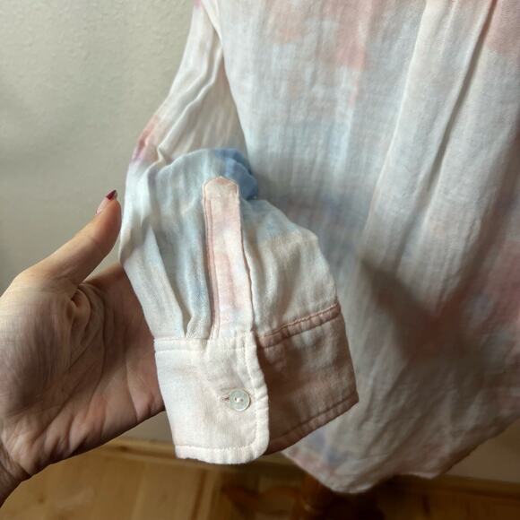 Rails Ellis Daybreak SMALL Tie-Dye Button-Down Shirt Pink White Blue Crinkled - Picture 5 of 11